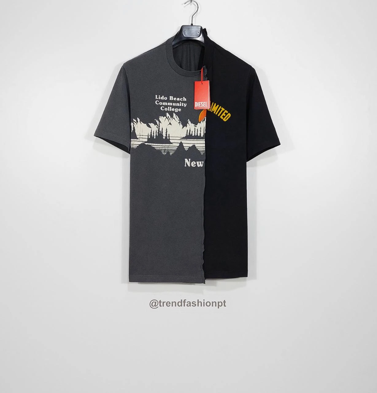 Diesel just split print tshirt - grey / black L